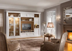 Interior of a white living room in a classic style photo