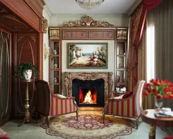 Классические камины в интерьере гостиной