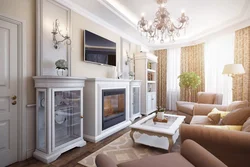 Қонақ бөлмесінің интерьеріндегі классикалық каминдер