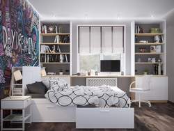 Modern teenager bedroom interior