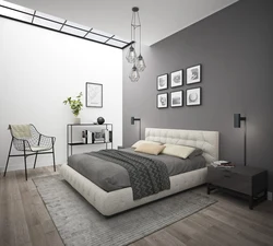Graphite color in the bedroom interior