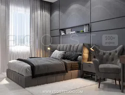 Graphite color in the bedroom interior