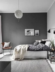 Graphite color in the bedroom interior