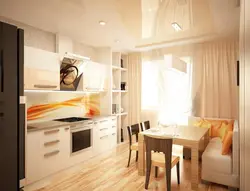 Kitchen design 15 sq.m. with balcony