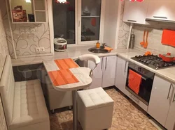 Xruşşovda müasir üslubda mətbəx dizaynı 6 kv.m.