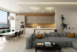 Красивый дизайн кухни гостиной в современном стиле