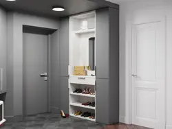 Gray wardrobe in the hallway design