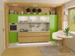 Kitchen with dark green facades in the interior