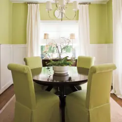 White Kitchen Green Curtains Photo