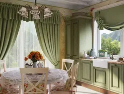 Белая Кухня Зеленые Шторы Фото