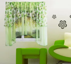 Gray green curtains for the kitchen photo