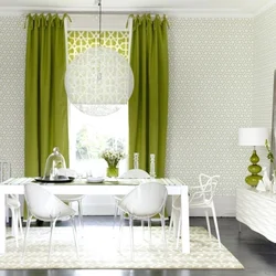 Gray green curtains for the kitchen photo