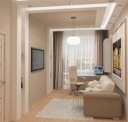 Living room design 12 sq m with balcony