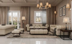 What wallpaper will suit beige furniture in the living room photo