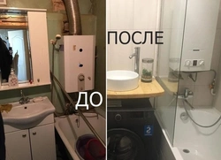 Хрущев суретіндегі бағанасы бар ванна
