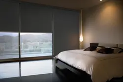 Дызайн рулонныя шторы ў спальню
