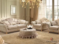 Klassik divan ilə qonaq otağı dizaynı