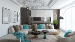 Living room in beige tones photo with accents