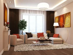 Living room in beige tones photo with accents