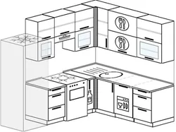 Kitchen 5 Square Meters Design With Refrigerator And Dishwasher