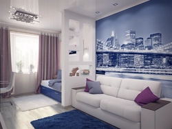 Bedroom design with sofa 18 square meters