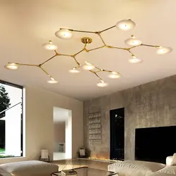 Two chandeliers in the living room in the interior