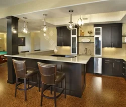Ceiling in the kitchen photo with a bar counter