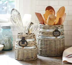 Baskets in the kitchen interior