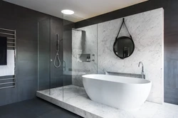 Bathroom Design With Bath And Shower On One Wall