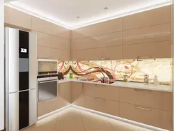 Qara sıçrama ilə bej mətbəx dizaynı