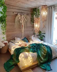 Eco-style in the bedroom interior