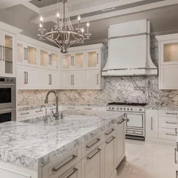 Kitchens With Marble Countertops And Apron Photo In The Interior