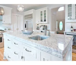 Ошхонаҳо бо countertops мармар ва акс пешдоман дар дохили
