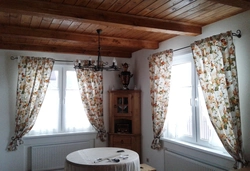 Rustic curtains in the kitchen photo