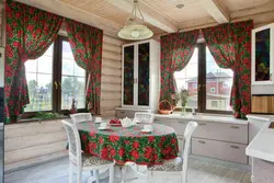 Rustic curtains in the kitchen photo