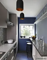 Design of a narrow kitchen 2 by 4 meters photo with a window