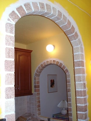 Decorative brick arch in an apartment