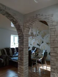 Decorative brick arch in an apartment