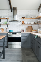 Kitchen design gray white wood