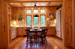 Kitchen design at the dacha in a wooden house with your own