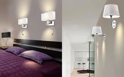 How to hang lamps above the bed in the bedroom photo
