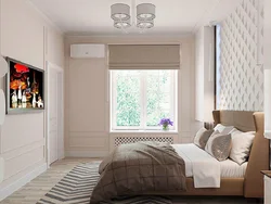 Bedroom design with one window opposite the door