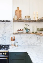 Kitchen Apron Made Of Marble Tiles Design