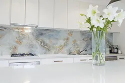 Kitchen Apron Made Of Marble Tiles Design