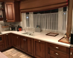 Kitchen design along the window for home