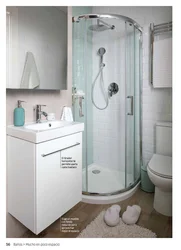 Design of a small bathroom with a tile shower