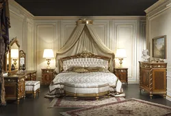 Bedroom interior with classic bed