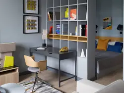 Shelving for the living room as a partition photo
