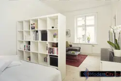 Shelving for the living room as a partition photo