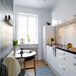 Kitchen apartment design with one window